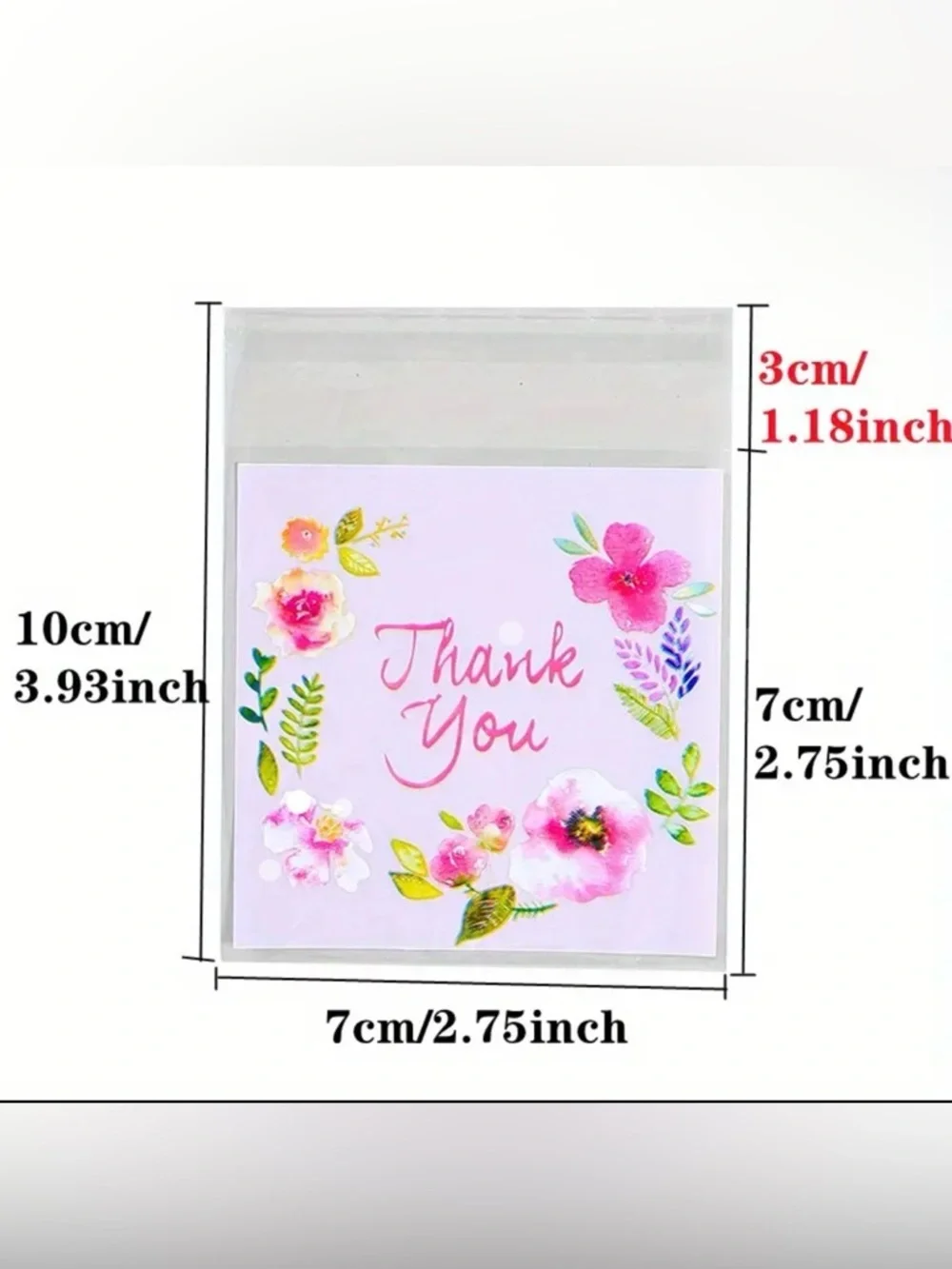 50 Floral 'Thank You' Bags - Pink Watercolor Blooms